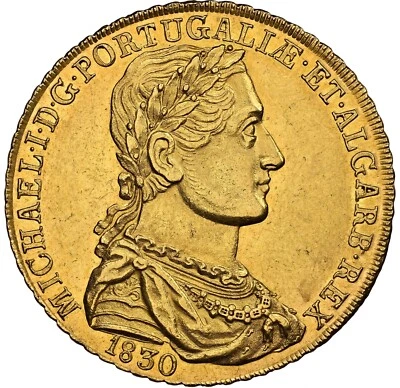 Portugal - 1830 Miguel 7500 Reis "Peça" - NGC AU58 - SOLO 2.274 ACUÑADO - EX RARO Foto 1 de 4