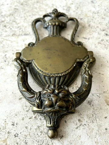 8.5" ANTIQUE 1887 VICTORIAN NEW ORLEANS GARGOYLE BAROQUE TORCHIERE DOORKNOCKER Cover