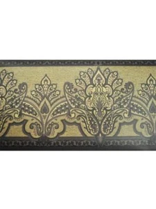 BLACK, PURPLE, AND TAN PAISLEY WALLPAPER BORDER - Picture 1 of 1