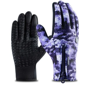 Sports Full Finger Gloves Windproof Thermal Touch Screen Fleece Cycling Gloves - Picture 1 of 16