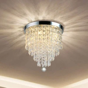 Modern Crystal Chandelier LED Flush Mount Ceiling Light Fixture Pendant Light - Picture 1 of 8