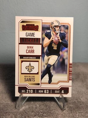 2023 Panini Contenders - Red Game Ticket #72 Derek Carr - New Orleans Saints  - Image 1 of 4