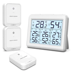 Digitales Thermometer Hygrometer mit 3 Sensoren LCD Hintergrundbeleuchtung - Bild 1 von 11