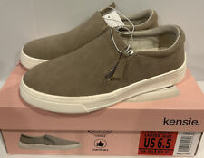 Kensie Soren Ladies' Size 6.5 Faux Nubuck Side Zip Sneaker, Taupe NWB