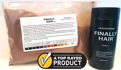 25G APPLICATOR BOTTLE AND 50G REFILL BAG PAK, FINALLY HAIR LOSS CONCEALER FIBERS - Image 1 of 4