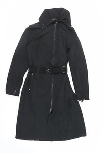 Passport Womens Black Trench Coat Size 10 Zip - Belted - Picture 1 of 10