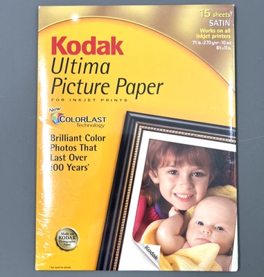 Kodak Ultima Picture Paper for Inkjet Photo Paper 15 Sheets Satin 8.5" X 11" - Image 1 of 4