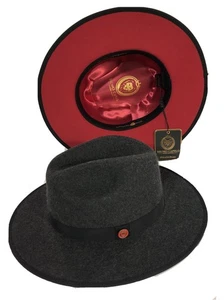 Bruno Capelo anthrazitgrauer Fedora-Hut Monarch Collection Wolle flache breite Krempe  - Bild 1 von 24