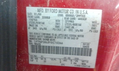 Driver Sun Visor   Regular Cab Fits 00-01 FORD F250SD PICKUP 163159 Foto 1 de 4