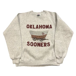 FELPA MAGLIA VINTAGE ANNI 80 OKLAHOMA SOONERS WAGON GRIGIA TAGLIA L H2 - Foto 1 di 5