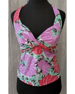Nuevo sin etiquetas Ralph Lauren 6 Floral Tankini Twist Top de Natación Rosa Púrpura Verde #86828 Foto 1 de 3