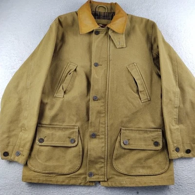 Bob Timberlake Canvas Chore Coat Ammo Pockets Field Barn Leather Trim Men's M - Image 1 of 4