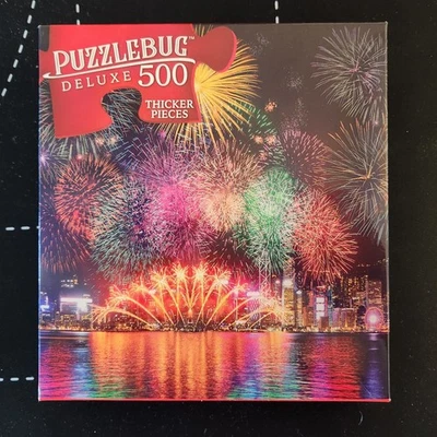 Puzzlebug Deluxe 500-pc Jigsaw Puzzle Hong Kong Fireworks Celebration 20X12 used - Image 1 of 4