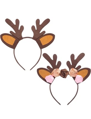 2 peças de chifres de veado tiara renas Natal menina/menino acessórios vestir-se divertido - Imagem 1 de 3