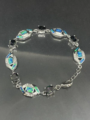 ¿Topacio místico SilverTone? "Pulsera tenis cristales de circonita cúbica 6,75-7,5""" Foto 1 de 4