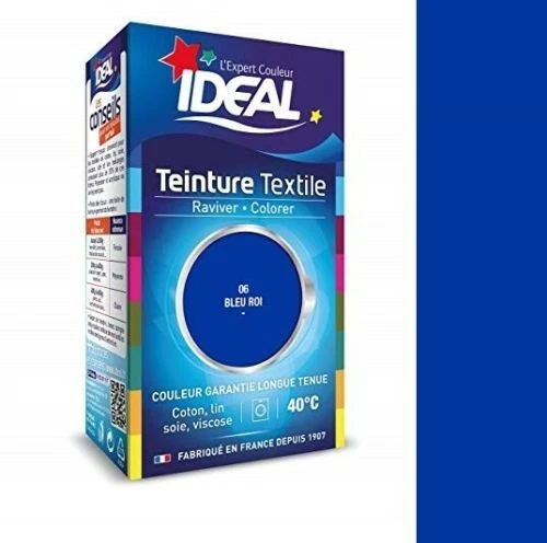 IDEAL Teinture avec fixateur bleu roi 06 tissu vêtement textile coton lin viscose soie