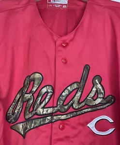 Cincinnati Reds True Fan Series Baseball Trikot rot + Camo Logo Knopfleiste Gr. L - Bild 1 von 6