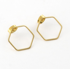 Pendientes de tachuelas hexagonales de oro