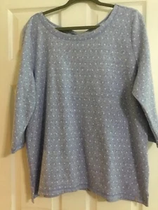 T by Talbots Damen Twist Back Top in Punkte Jacquard Größe 1X blau gepunktet - Bild 1 von 6