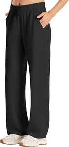 Womens Yoga Sweatpants Wide Leg Cotton Drawstring Lounge Casual Pajama Pants - Picture 1 of 39