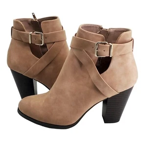 Call It Spring NIB Aldo Group Tecia Beige Chunky Heel Booties Vegan Sustainable - Picture 1 of 10