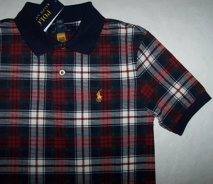 NWT Polo Ralph Lauren Red/Navy SKI TARTAN PLAID Shirt Boys L 14/16 GOLD PONY - Picture 1 of 4