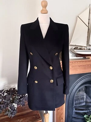 Escada by Margaretha Ley Navy Angora Wool Double Breasted Blazer Size 34 UK8 XS - Image 1 of 4