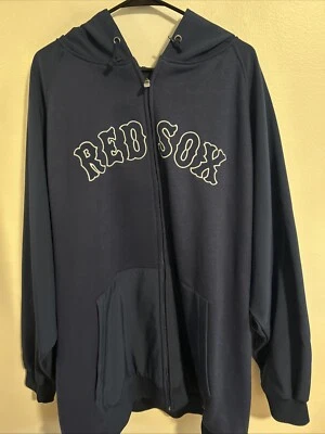 Boston Red Sox majestic dry base fleece zip up hooded sweater  4X Blue - Image 1 of 4
