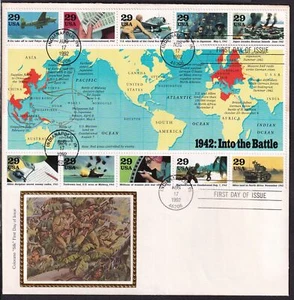 1992 WWII 2nd Year Sc 2697 a-i FDC sheet of 10 with jumbo Colorano cachet - Picture 1 of 1