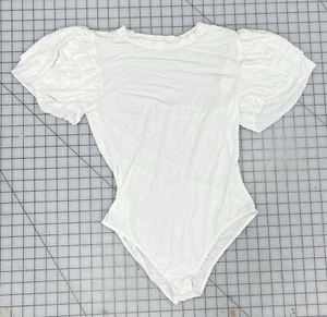 Yellow Chair Body Suit Ruffle Sleeves Small White I9 - Picture 1 of 7