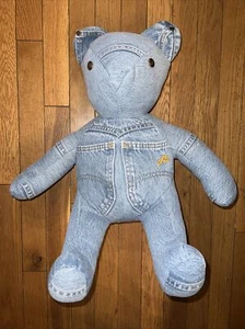 Vintage Chic Jeans Handmade Denim Teddy Bear - Picture 1 of 8