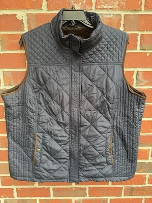 Chaleco Acolchado Avenue Para Mujer Talla 22/24 Azul Cremallera Completa/A Presión Marrón Forro de Piel Sintética M6 Foto 1 de 4