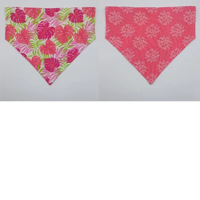 Pañuelos florales rosas hojas de palma reversibles sobre el cuello para perros Foto 1 de 4
