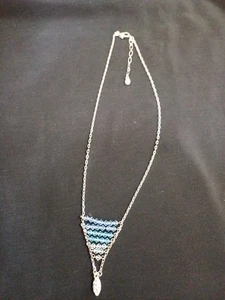 Swarovski Crystal Necklace Silver Tone Blue Bead Fading - Picture 1 of 10