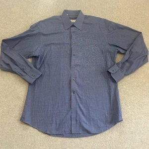 Ermenegildo Zegna Shirt Men's Extra Large Blue Geometric Striped 16 - 41 - Picture 1 of 8