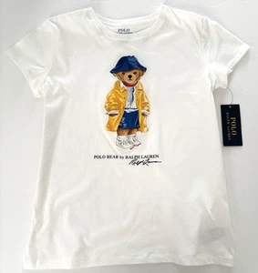 NWT, Girls Ralph Lauren White Polo Bear T-Shirt. Size S(7). Eu 130 - Picture 1 of 1