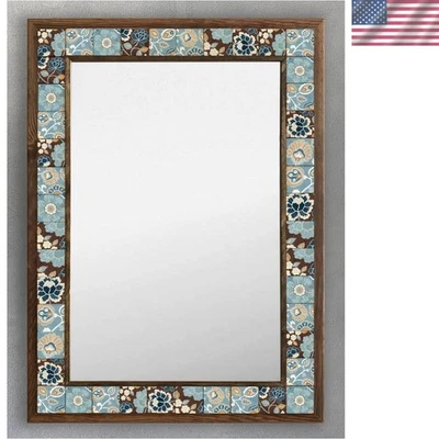 Versatile 53x73cm Mosaic Mirror with Artistic Ceramic Details for Home Decor - Image 1 of 3