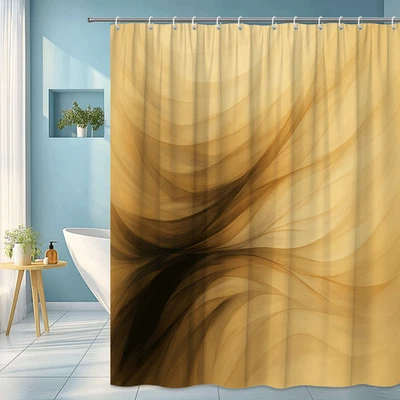 Elegante Cortina de Ducha Abstracta Marrón para Decoración Moderna de Baño Foto 1 de 4