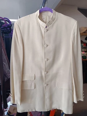 Chaqueta estilo banda de marcha Beatles años 60 de colección cuello con bandas 5 botones marfil para hombre Foto 1 de 4