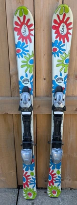 Grandes esquís de nieve alpinos ELAN medidas 43" largo 110 cm acabado BLANCO Foto 1 de 4