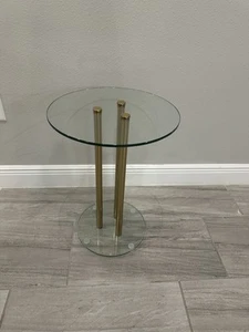 Modern Glass Accent table With Gold Legs - Picture 1 of 3