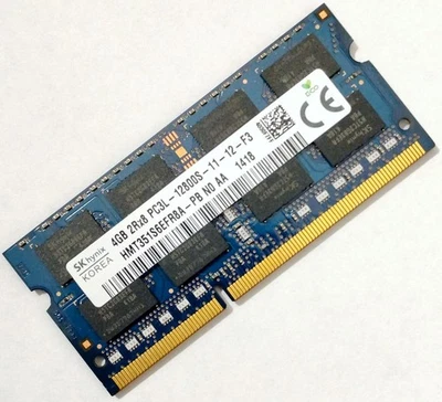 4GB DDR3L PC3L-12800S LAPTOP RAM MEMORY 1600 SODIMM 204-PIN LOW DENSITY SK HYNIX - Image 1 of 2