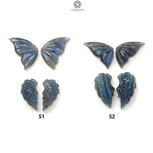 Juego de 4 alas de ángel mariposa tallada a mano de labradorita 100 % natural sin calefacción - Imagen 1 de 11