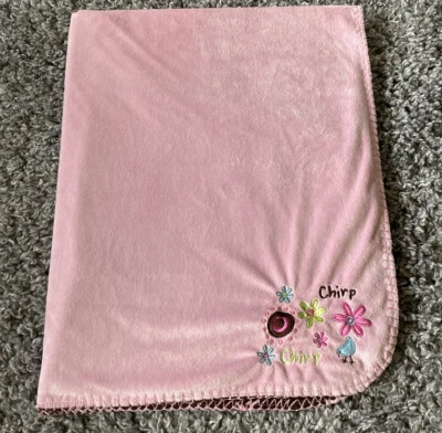 KOALA Baby Girl Pink Brown Bird CHIRP Blanket Lovey SOFT Flowers 30x40 EUC - Image 1 of 4