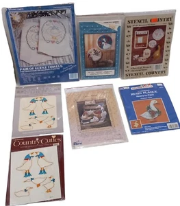 Country Goose Embroidery Applique Hoop Stencil Decals Resin Arts Crafts Lot Of 7 - Picture 1 of 15