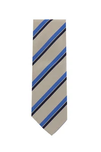 Cesare Attolini Beige Striped Silk Tie (1518) - Picture 1 of 4