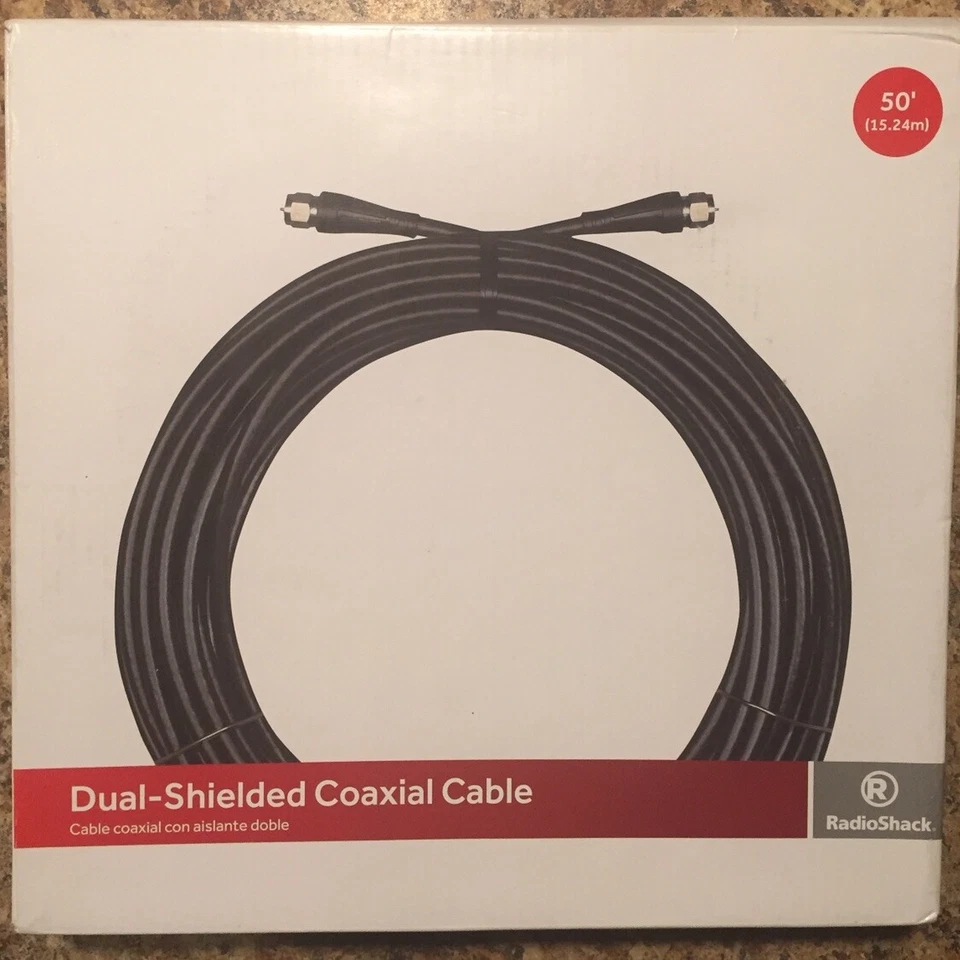 RadioShackDual-Shielded 50-Foot Outdoor Coaxial Cable (Black) - Image 1 of 1