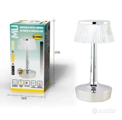 lampada da tavolo in cristallo,controllo touch,2000mah batteria al litio - Immagine 1 di 3
