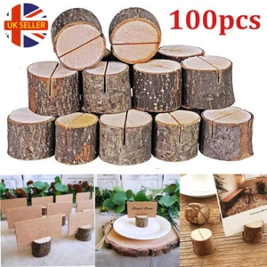 50/100 Wooden Table Card Holder Stand Number Place Name Menu Wedding Party Decor - Picture 1 of 15