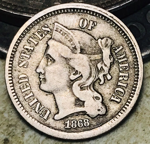 1868 Three Cent Nickel Piece 3C Ungraded Choice Civil War US Type Coin CC17831 Cover
